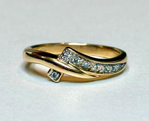 18 karaat gouden ring met 8 natuurlijke VS diamanten/ 18,5mm, Sieraden, Tassen en Uiterlijk, Ringen, Dame, 18 tot 19, Goud, Met edelsteen