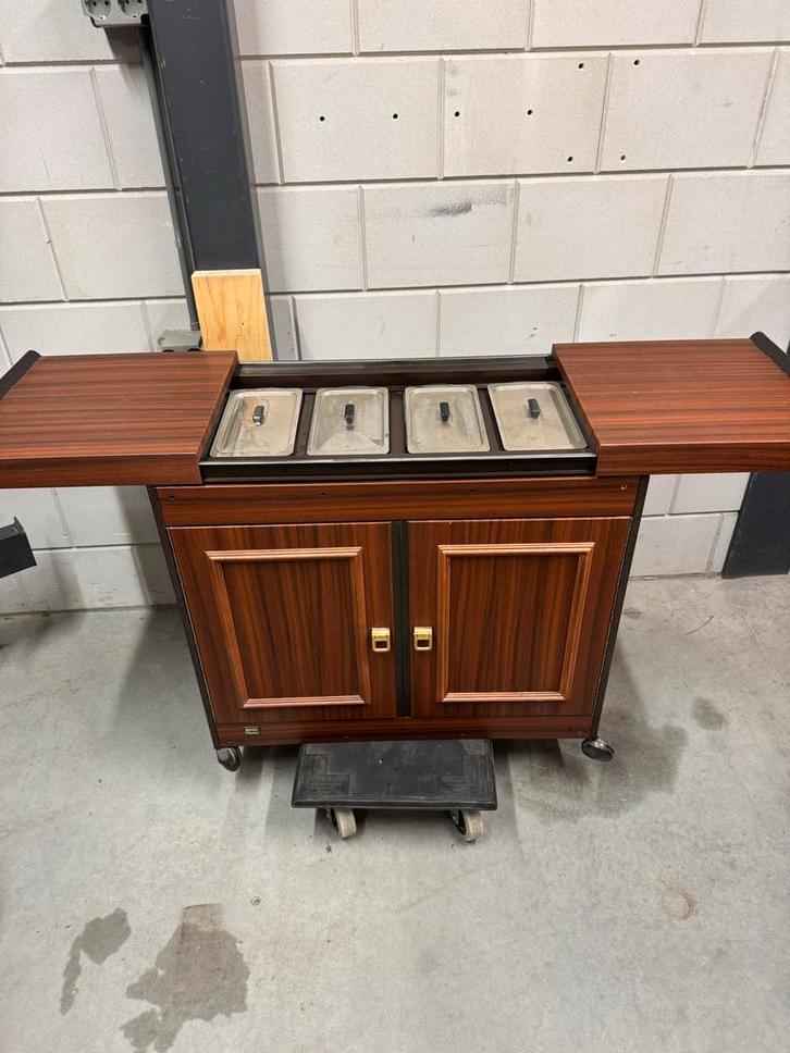 Vintage Warmhoudwagen met 4 Bakken, Huis en Inrichting, Keuken | Keukenbenodigdheden, Gebruikt, Ophalen