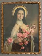 Brocante oude lijst met afbeelding Maria Therisia de Lisieux, Antiek en Kunst, Antiek | Religie, Ophalen of Verzenden