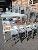 Kantine Tafels & aluminium Stoelen (Hoog & Laag), Gebruikt, Ophalen of Verzenden, Metaal, Grijs