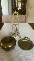 3 koperen items: standaard, schaaltje, bakje, Antiek en Kunst, Antiek | Koper en Brons, Ophalen of Verzenden