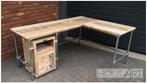 Bureau steigerbuis L-vorm met GEBRUIKT steigerhout NIEUW, Huis en Inrichting, Bureaus, Info@hout-art.nl, Nieuw, Ophalen of Verzenden