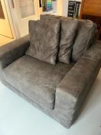 Lederen fauteuil grijs - stoel bank loveseat leunstoel leer, Ophalen, Zo goed als nieuw, Leer, 75 tot 100 cm