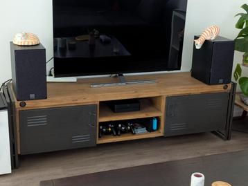 Industrieel Teakhouten Televisiemeubel met IJzeren Accenten beschikbaar voor biedingen