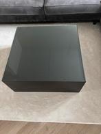 Zwarte bloktafel met glazen plaat – 80x80x36 cm, Huis en Inrichting, Ophalen, 50 tot 100 cm, Minder dan 50 cm, Rechthoekig