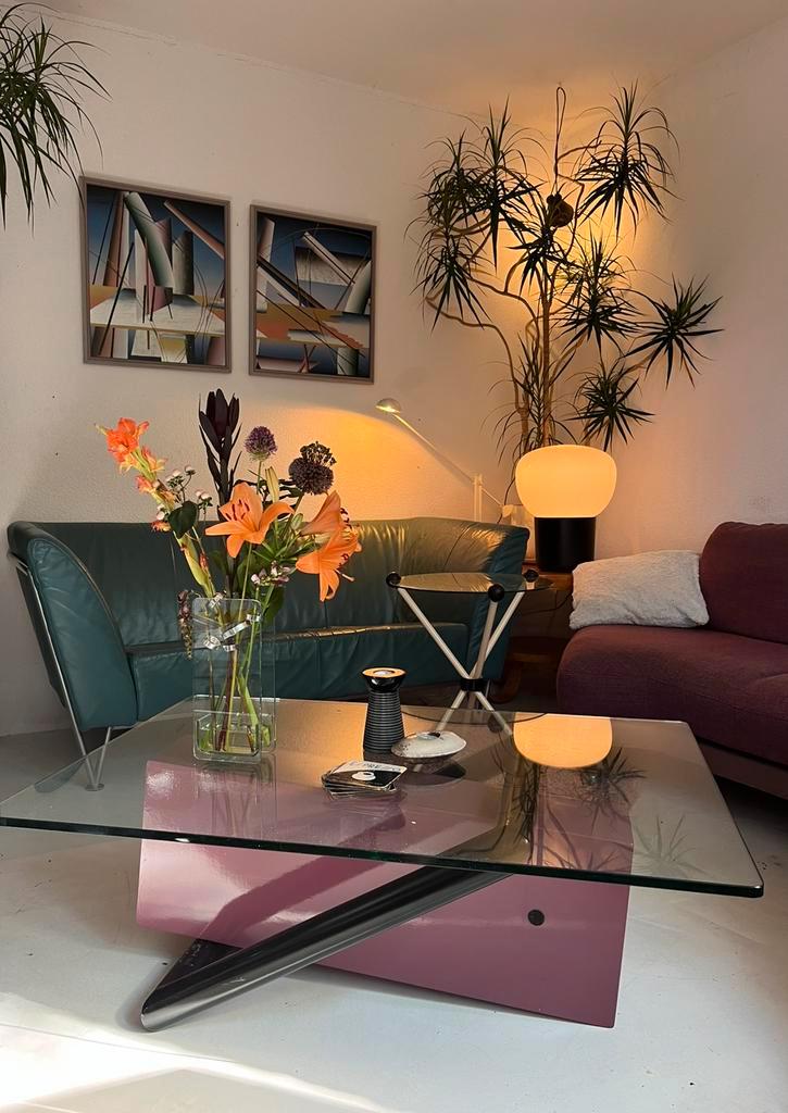 Postmoderne salontafel, Memphis koffietafel, jaren ‘80, Huis en Inrichting, Tafels | Salontafels, Gebruikt, Minder dan 50 cm, 50 tot 100 cm