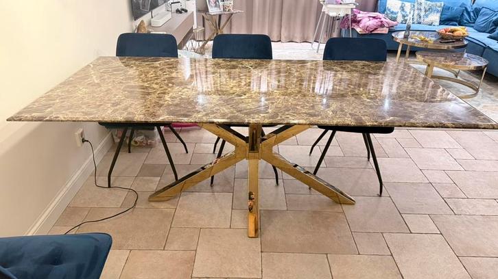 Eettafel, salontafel en een bijzettafel / set, Huis en Inrichting, Tafels | Eettafels, Gebruikt, 50 tot 100 cm, Rechthoekig, Metaal