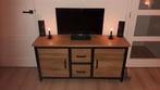Tv Meubel eikenhout met zwart metaal 140cm, Ophalen, 100 tot 150 cm, Eikenhout, Zo goed als nieuw