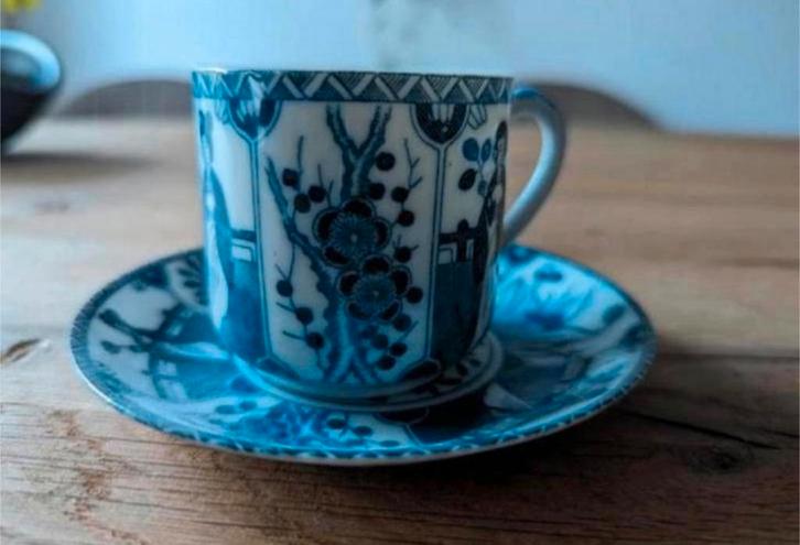 Chinese porseleinen kop en schotel – blauw-wit decor –, Antiek en Kunst, Antiek | Porselein, Ophalen of Verzenden