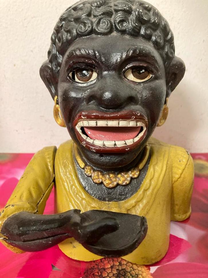 Oude Gietijzeren Spaarpot - Mechanisch, Antiek en Kunst, Kunst | Beelden en Houtsnijwerken, Ophalen of Verzenden