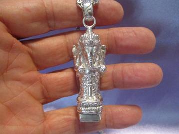 Balinese halsketting Ganesha & Tempelwachter, big blue topaz beschikbaar voor biedingen