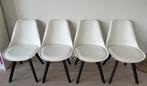 4 eetkamerstoelen Juntoo witte lederlook, Huis en Inrichting, Vier, Kunststof, Gebruikt, Wit