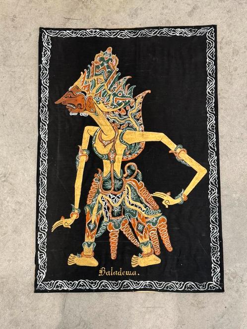 Wajang Kulit Java Indonesie schilderij op doek goud, Antiek en Kunst, Kunst | Niet-Westerse kunst, Ophalen of Verzenden