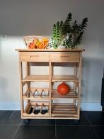 Vintage keuken trolley bijzettafel met tegeltjes, Huis en Inrichting, Ophalen, Gebruikt, Minder dan 50 cm, Overige houtsoorten