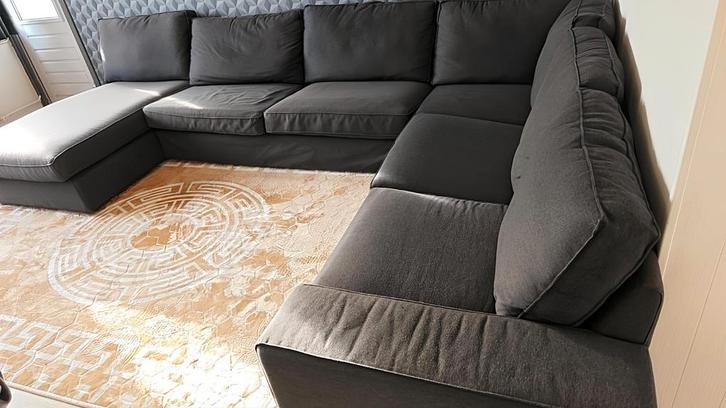 ikea Hoekbank, 6-zits, grijze stof, Huis en Inrichting, Banken | Bankstellen, Zo goed als nieuw, Hoekbank, Vierpersoons of meer