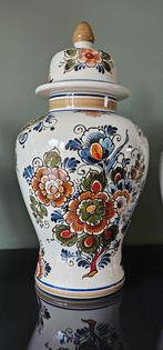Dekselvaas / dekselpot Delfts Polychroom / Flora keramiek, Overige kleuren, Aardewerk of Porselein, Ophalen of Verzenden, Zo goed als nieuw