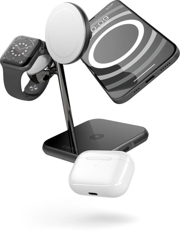 Zens 4-in-1 MagSafe + Watch Wireless Charging Station Zwart, Telecommunicatie, Mobiele telefoons | Telefoon-opladers, Nieuw, Overige merken