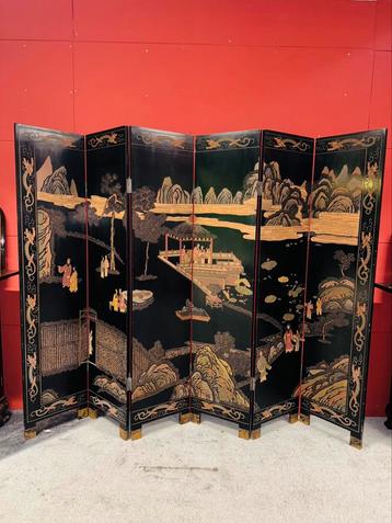 Vintage Aziatisch kamerscherm room divider met 6 luiken beschikbaar voor biedingen