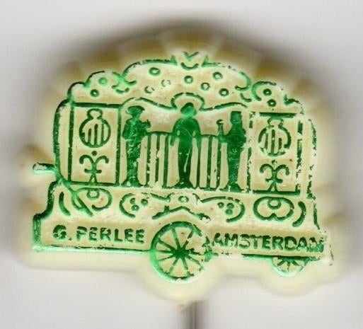 Speldje DRAAIORGEL G. PERLEE AMSTERDAM GROEN (A5), Verzenden, Zo goed als nieuw, Overige onderwerpen