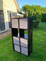 Ikea Kallax open kast met 6 stoffen opbergdozen, Ophalen, Zo goed als nieuw, Hout