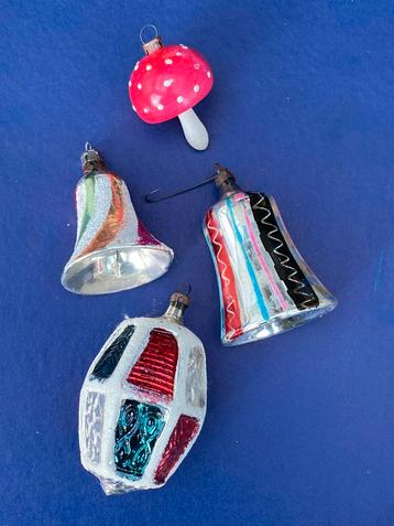 Vintage oude kerstballen kerst 4 x kerstbal figuur beschikbaar voor biedingen