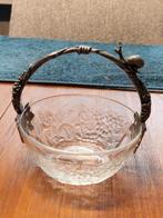 Vintage loodkristallen schaaltje decoratief tinnen hengsel, Antiek en Kunst, Ophalen of Verzenden