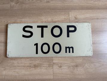 verkeersbord na 100 meter STOP 28 x 70 cm beschikbaar voor biedingen
