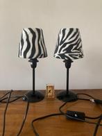 Twee tafellampjes schemerlampjes met zebra lampenkapjes, Huis en Inrichting, Lampen | Tafellampen, Bohemian gipsy Ibiza style