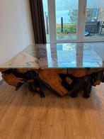 Robuuste houten tafel, Ophalen, Vierkant, Zo goed als nieuw, 100 tot 150 cm