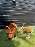 Banwood driewieler + rotan poppenwagen ZGAN, Ophalen, Zo goed als nieuw