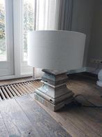 Schemerlamp met zandkleurige en groene lampenkap, Huis en Inrichting, Ophalen, Rond, 25 tot 50 cm