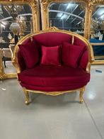 Halbankje goud bordeaux, Antiek en Kunst, Antiek | Meubels | Stoelen en Banken, Ophalen of Verzenden