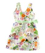 H&M mouwloze uitlopende jurk van satijn bloemen dessin 128, Meisje, H&M, Nieuw, Ophalen of Verzenden
