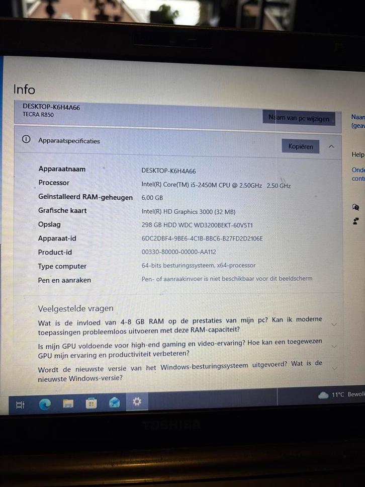 Toshiba Laptop - Tecra R850 - Goedkoop!, Computers en Software, Windows Laptops, Gebruikt, 17 inch of meer, HDD, 2 tot 3 Ghz, 4 GB