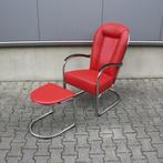 Mooie 2e hands Fauteuil Gispen AA met hocker van DO, Gispen, 75 tot 100 cm, Metaal, 75 tot 100 cm