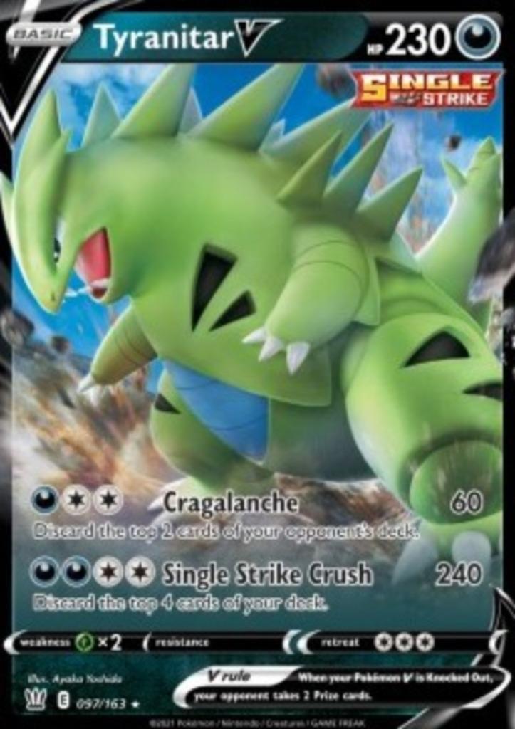 Tyranitar V #97 - BST -Battle Styles, Hobby en Vrije tijd, Verzamelkaartspellen | Pokémon, Zo goed als nieuw, Verzenden