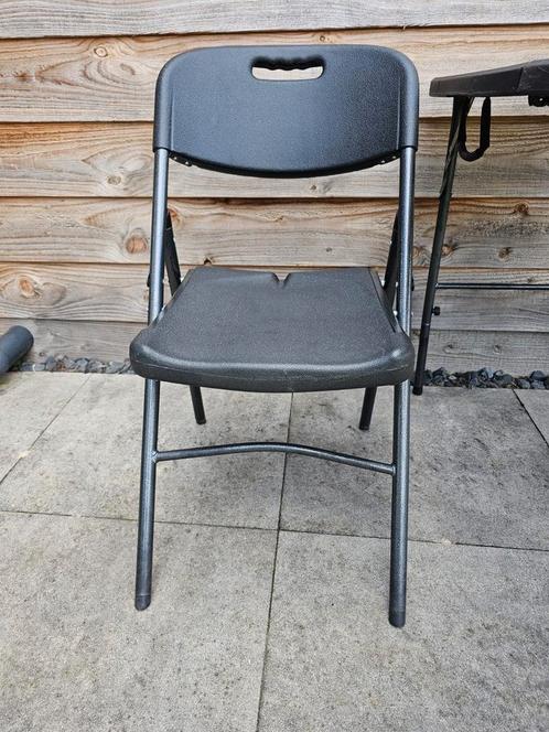 Klapstoel zwart, nog 1 beschikbaar !, Tuin en Terras, Tuinstoelen, Zo goed als nieuw, Metaal, Inklapbaar, Stapelbaar, Ophalen