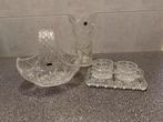Kristallen Vaas, mandje en roomstelletje, Antiek en Kunst, Antiek | Glas en Kristal, Ophalen of Verzenden
