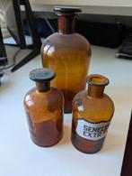 3 oude apothekers flessen. 2 van 14cm en 1 van 23 cm, Ophalen of Verzenden