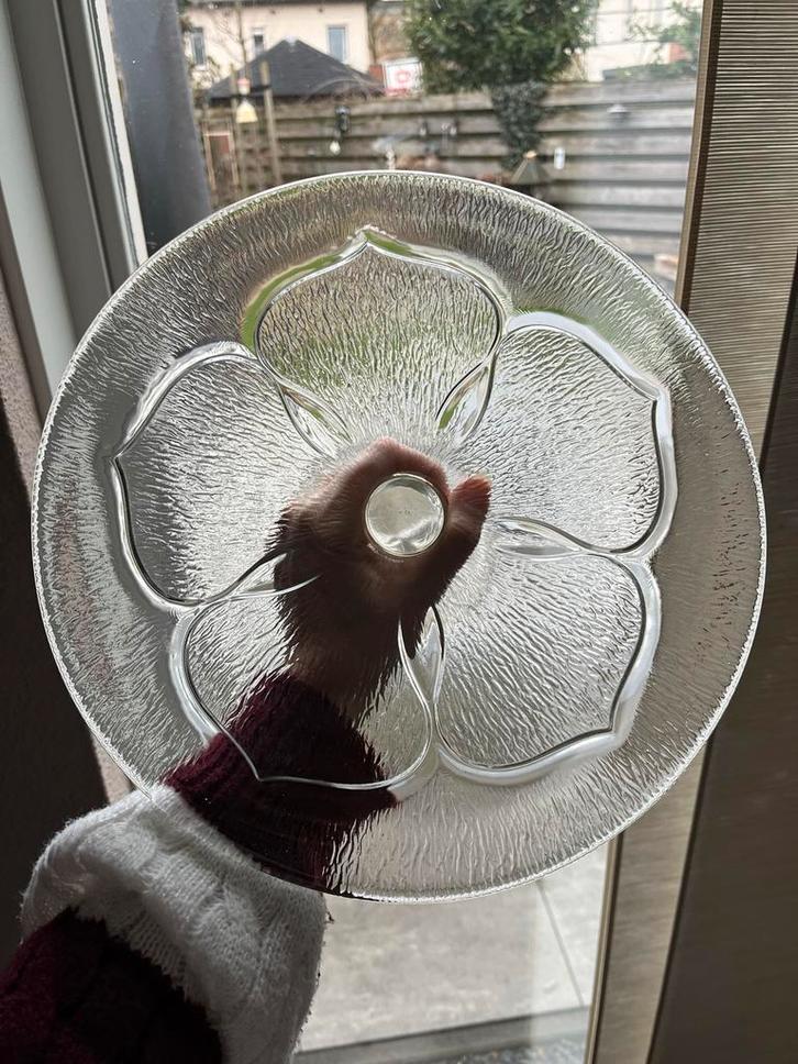 Vintage zware taartschaal glasfabriek Georgshütte, Antiek en Kunst, Antiek | Glas en Kristal, Ophalen of Verzenden