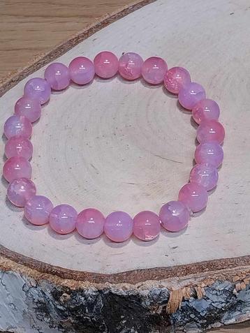  kralen armband poeder roze (ombre) gemarmerd beschikbaar voor biedingen