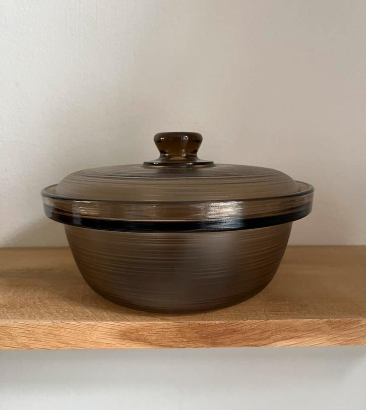 Vintage Acropal ovenschaal met deksel, Huis en Inrichting, Keuken | Potten en Pannen, Zo goed als nieuw, Overige typen, Glas, Ophalen of Verzenden