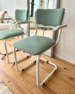 Unieke zo goed als nieuwe buisframe stoelen, wit blauw/groen, Ophalen, Twee, Blauw, Zo goed als nieuw