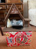 Mooie kerststal met gekleurde beelden, Ophalen, Bruin, Zo goed als nieuw, Hout