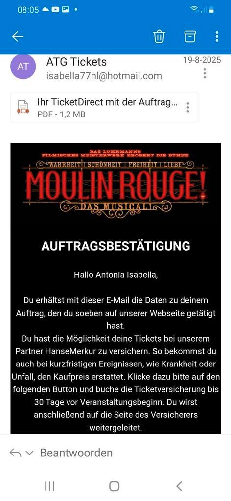 Moulin rouge musical tickets Keulen, Tickets en Kaartjes, Evenementen en Festivals, Twee personen