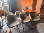 6 mosgroene gebruikte eetkamer stoelen met metalen frame, Huis en Inrichting, Stoelen, Ophalen, Gebruikt, Overige kleuren, Metaal