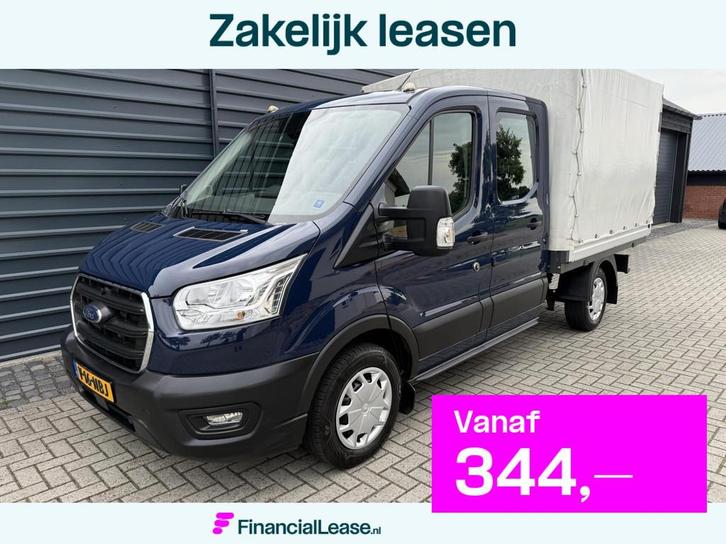 Ford Transit 350 2.0 TDCI DC 7 Pers,Open Laadbak ook in wit, Auto's, Bestelauto's, Bedrijf, Lease, Financial lease, ABS, Airconditioning