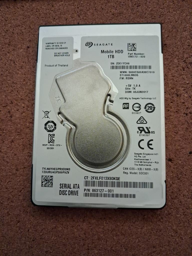 Seagate Mobile HDD 1TB 2.5" SATA, Computers en Software, Harde schijven, Ophalen of Verzenden, Desktop