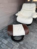 GESTOFFEERD  Stressless Reno Large Fauteuil +Voetenbank, Huis en Inrichting, Ophalen, Zo goed als nieuw, Stof