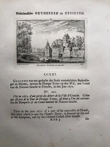 221 / Utrecht de Plompe Toren Kopergravure 1732 beschikbaar voor biedingen